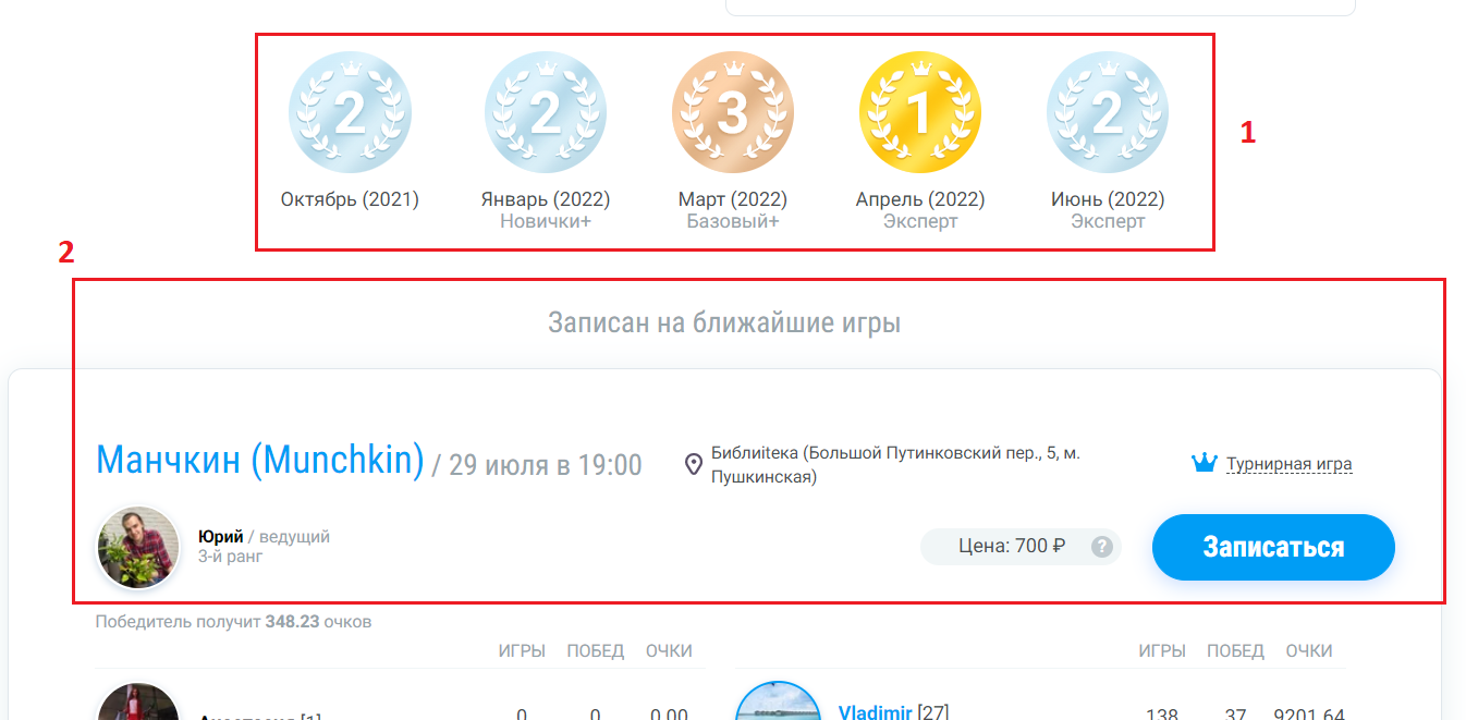 Дополнительная информация об игроке